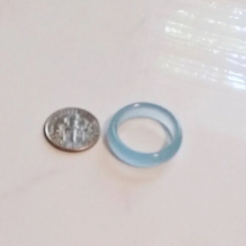 Feminine Pale Blue! Agate Band Sz 7.25 - Friendship + Promise Stone Ring!